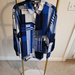 Karl Lagerfeld Blue Patterned Women''s Shirt